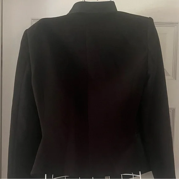 BCBGMaxAzria Black Jacket with Leather Accents removable zipper shoulder pads - Picture 3 of 12